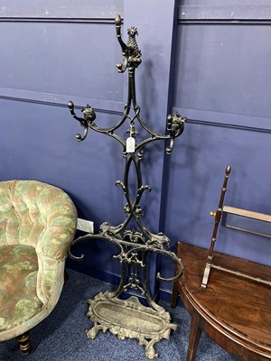 Lot 808 - A CAST IRON HALL STAND