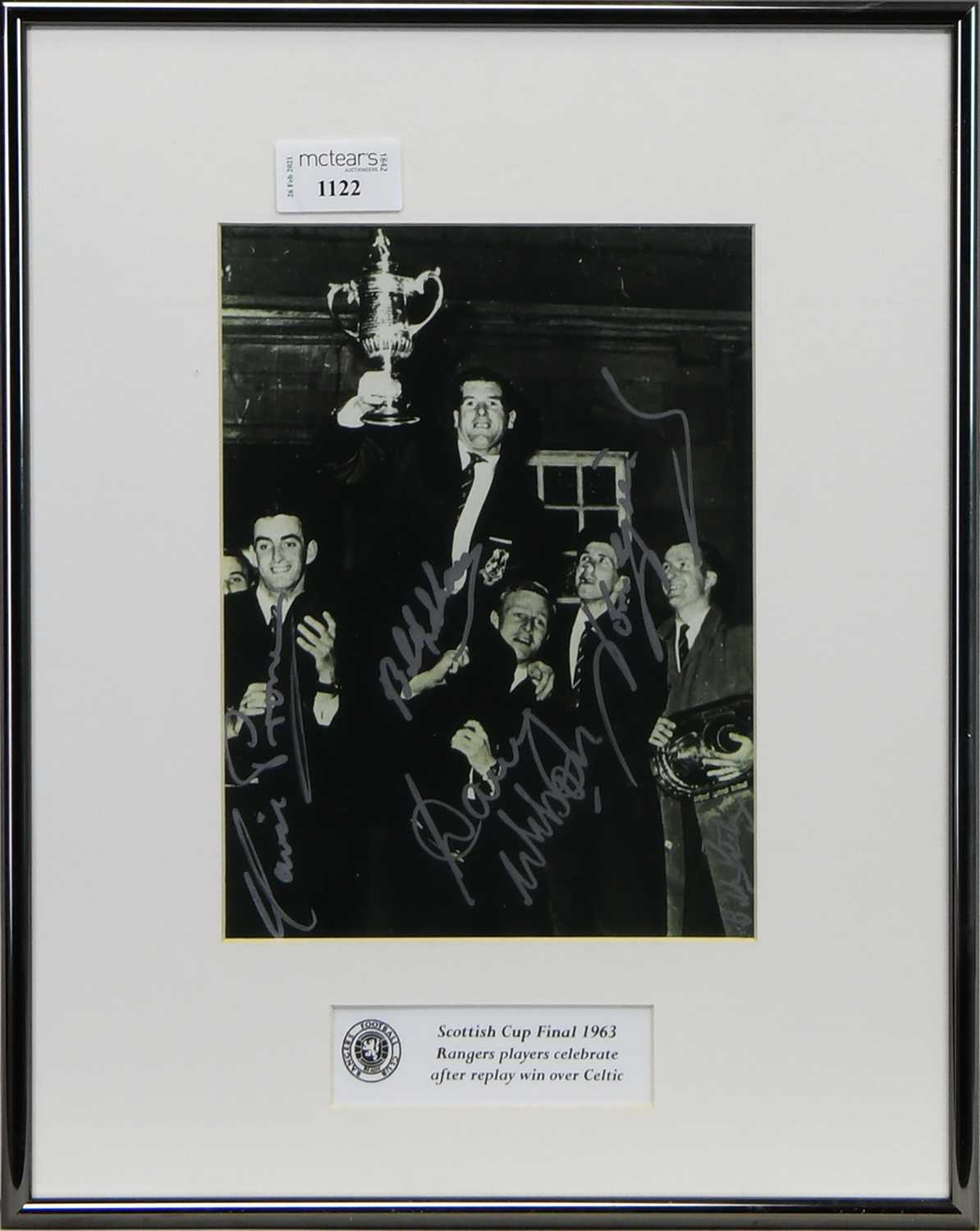 Lot 1122 - A FRAMED SIGNED PHOTOGRAPH FROM THE SCOTTISH CUP FINAL 1963