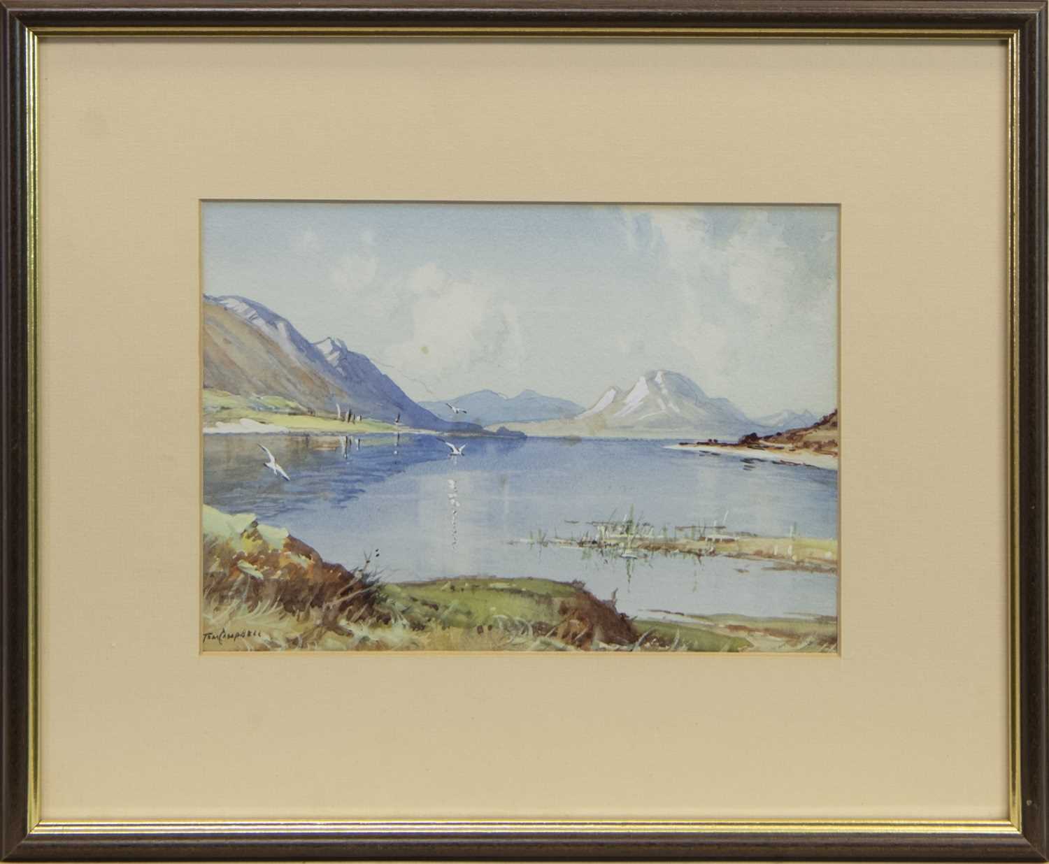Lot 73 - LOCH TORNISH, A WATERCOLOUR BY TOM CAMPBELL
