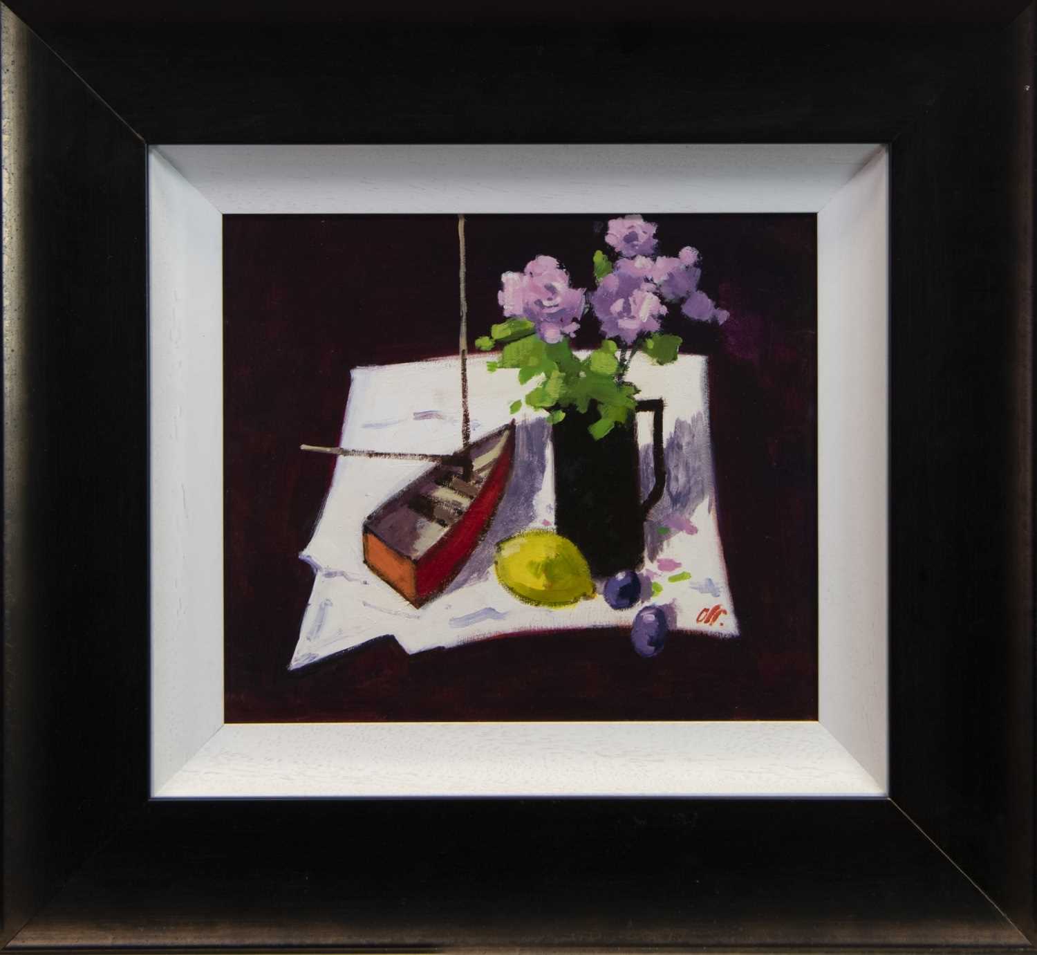 Lot 73 - STILL LIFE WITH A BOAT, AN OIL BY JAMES ORR