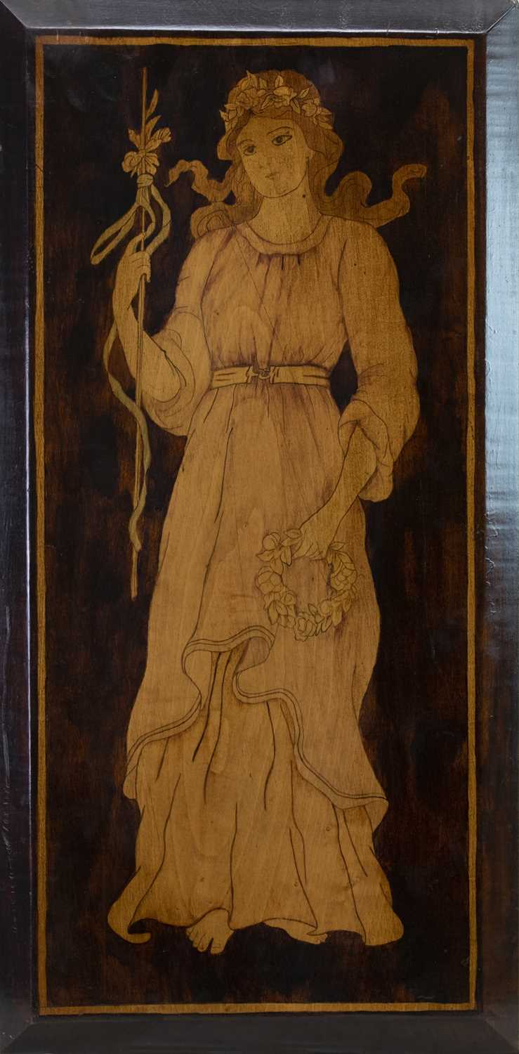 Lot 17 - PEACE, AN EARLY 20TH CENTURY INK & WOODSTAINED PANEL