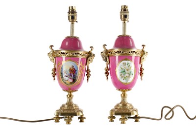 Lot 1001 - A PAIR OF LATE 19TH CENTURY CONTINENTAL ORMOLU MOUNTED TABLE LAMPS