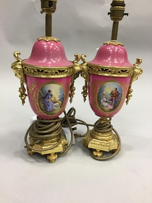 Lot 1001 - A PAIR OF LATE 19TH CENTURY CONTINENTAL ORMOLU MOUNTED TABLE LAMPS