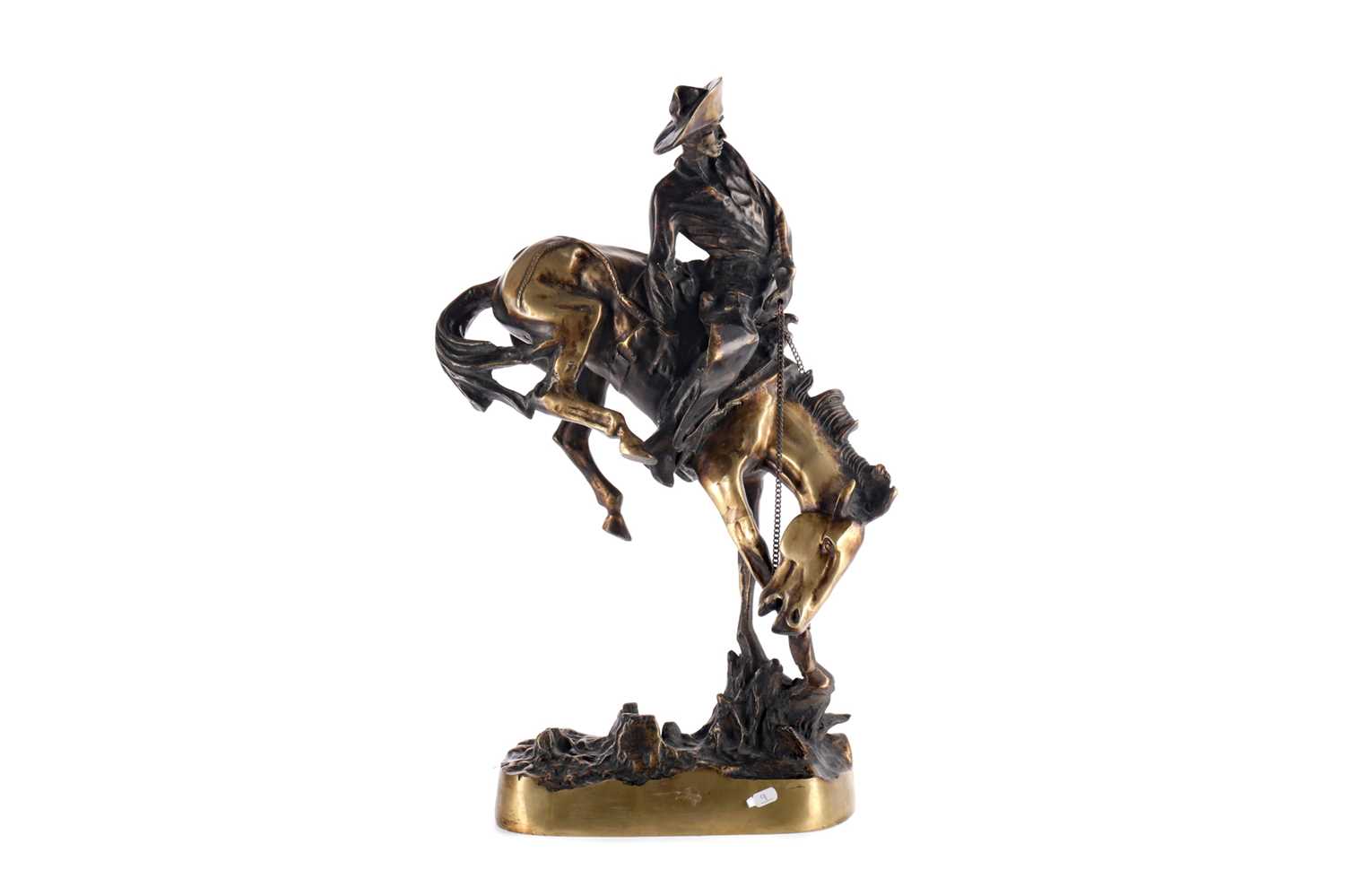Lot 1684 - AFTER FREDERIC REMINGTON, BRONZE SCULPTURE OF 'BUCKING BRONCO'