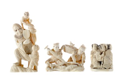 Lot 812 - A LOT OF THREE EARLY 20TH CENTURY JAPANESE IVORY GROUPS