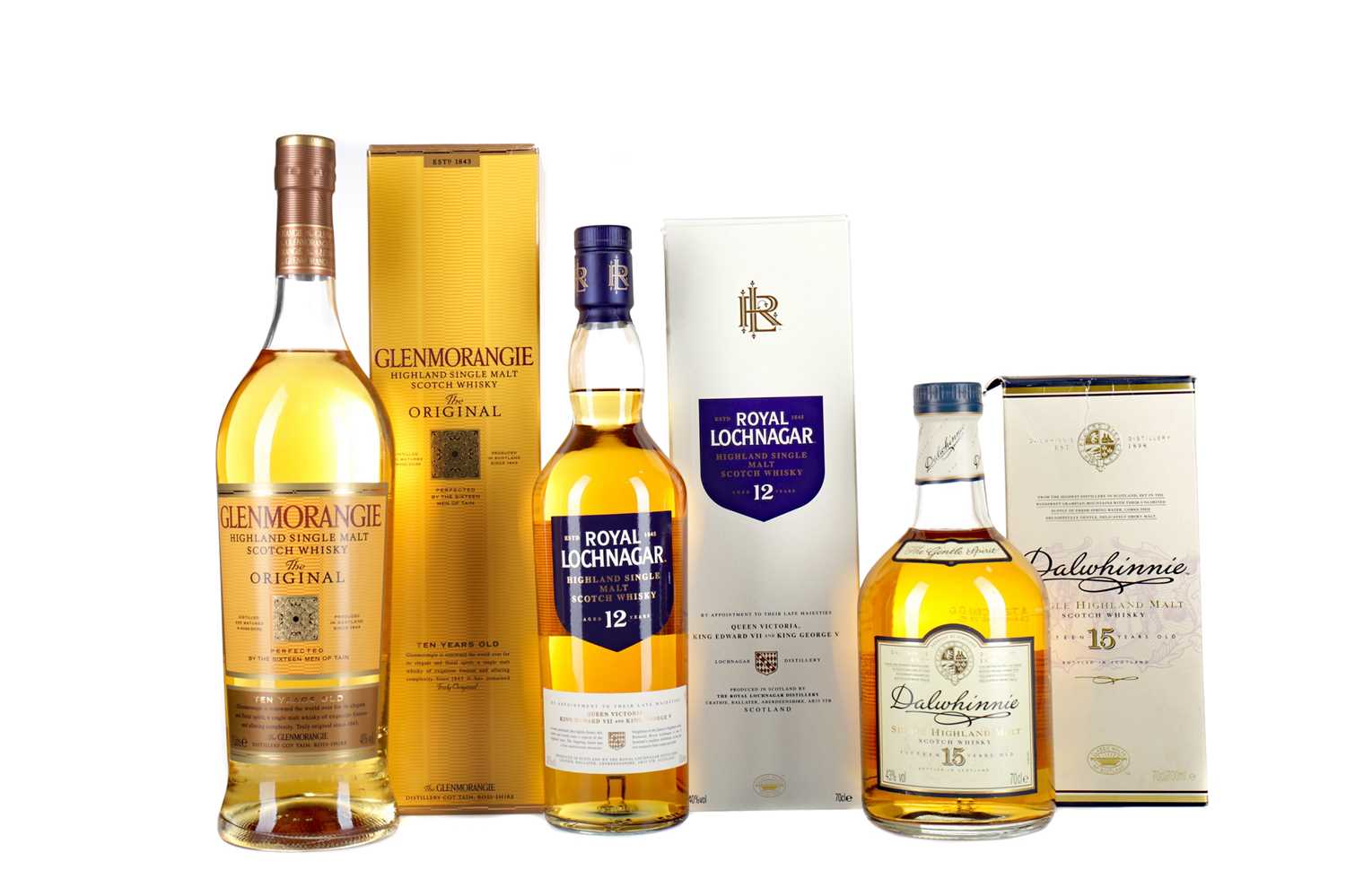 Lot 18 - GLENMORANGIE 10 YEARS OLD, ROYAL LOCHNAGAR 12 YEARS OLD AND DALWHINNIE AGED 15 YEARS