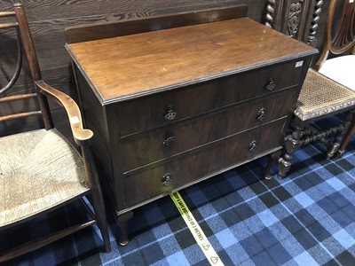 Lot 906 - A MAHOGANY SET OF THREE DRAWERS