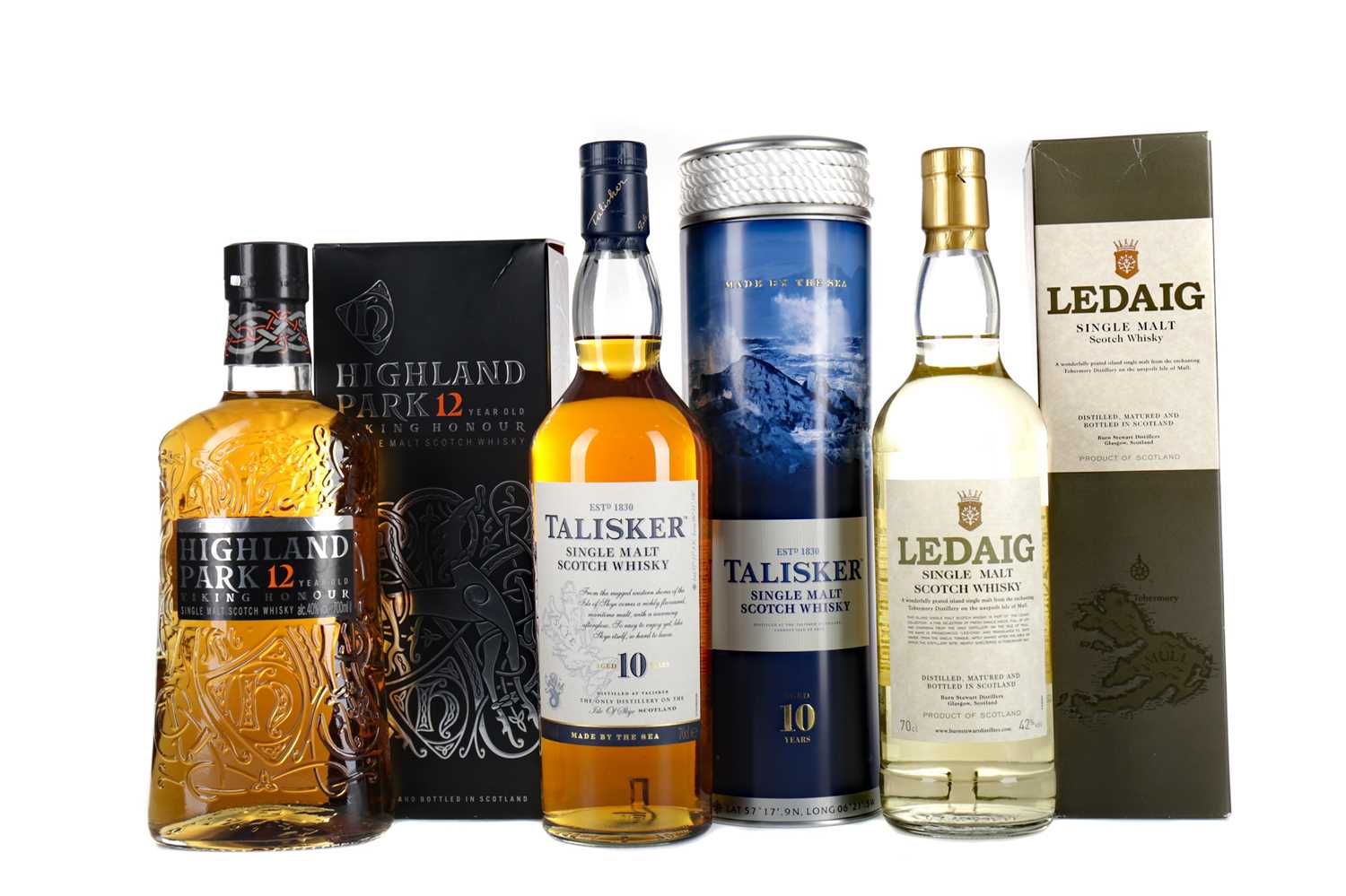 Lot 21 - HIGHLAND PARK 12 YEARS OLD, TALISKER AGED 10 YEARS AND LEDAIG