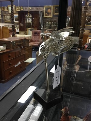 Lot 472 - A FRENCH WHITE MODEL BIRD BY CHRISTOFLE