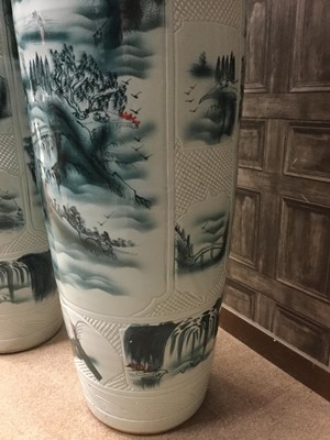 Lot 804 - A PAIR OF 20TH CENTURY CHINESE FLOOR STANDING VASES OF MASSIVE PROPORTIONS