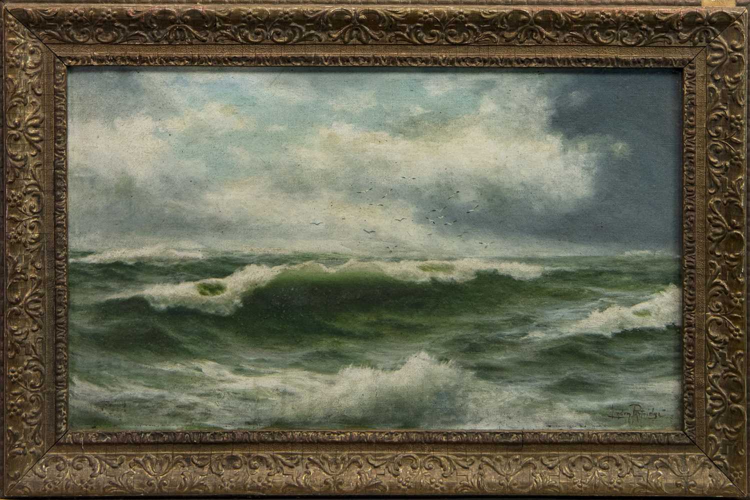 Lot 401 - BREAKING WAVES, AN OIL BY LINDON PARTRIDGE