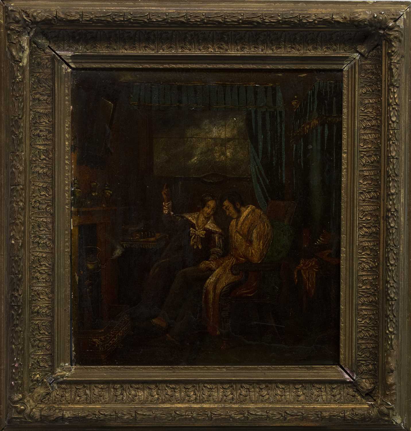Lot 409 - INTERIOR SCENE, AN OIL FROM THE CIRCLE OF DAVID WILKIE