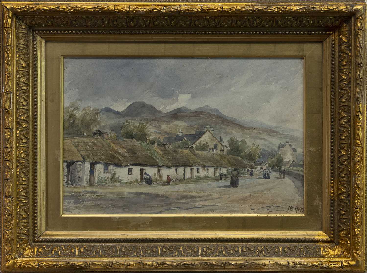 Lot 413 - VILLAGE STREET, A WATERCOLOUR BY CHARLES CAIRNCROSS