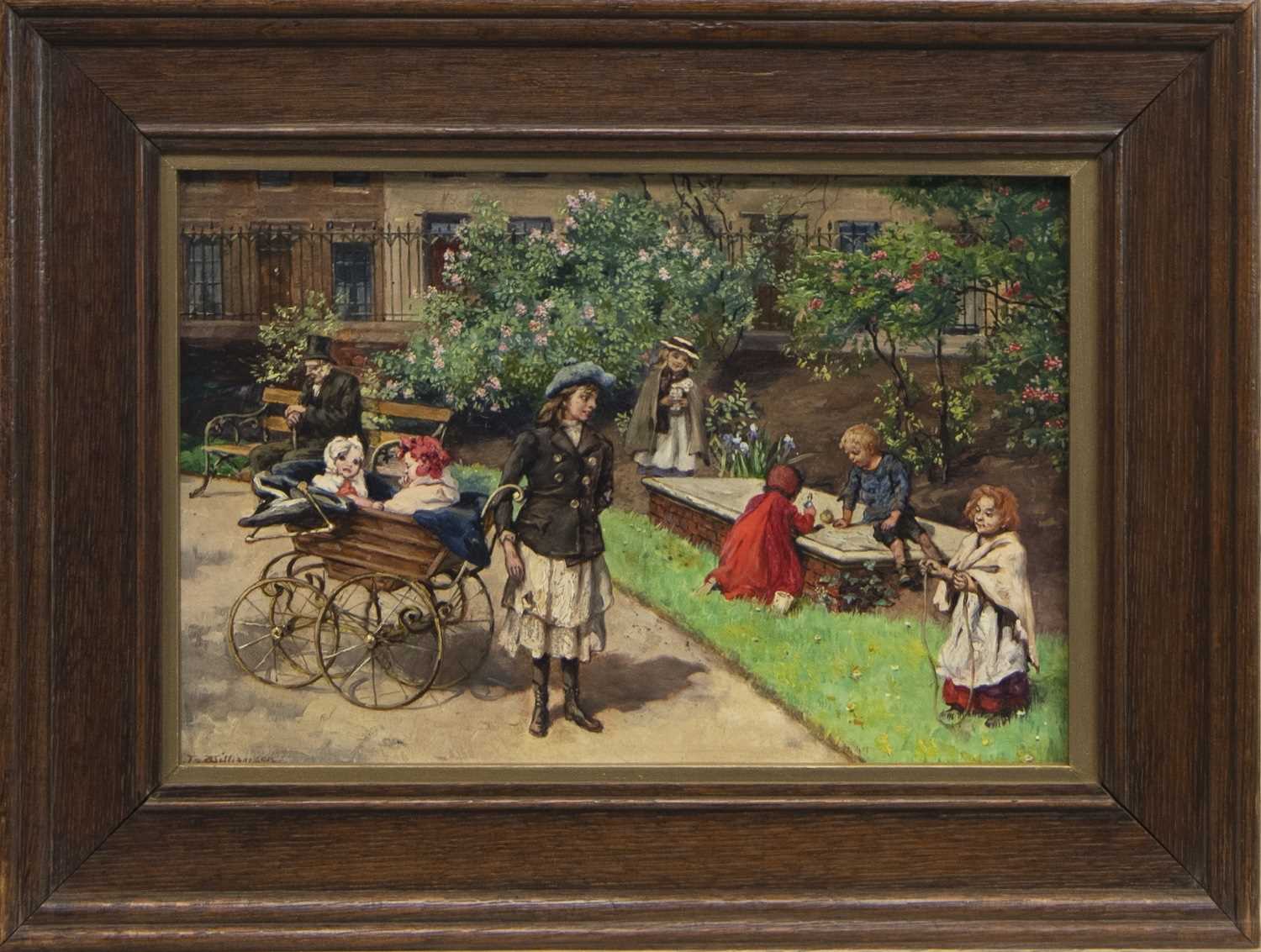 Lot 66 - AT THE PARK, AN OIL BY J WILLIAMSON