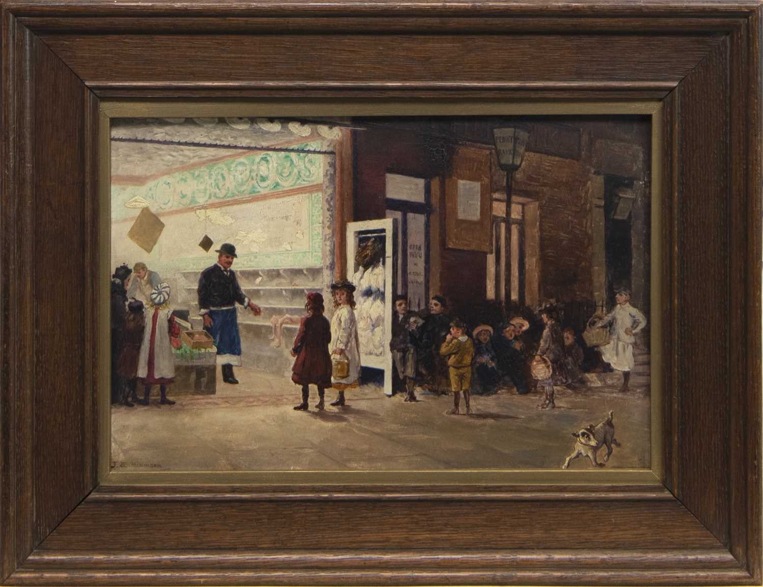 Lot 68 - AT THE SHOP, AN OIL BY J WILLIAMSON