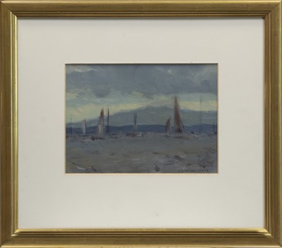 Lot 154 - BEFORE THE RACE, INVERKIP, AN OIL BY IRENE LESLEY MAIN