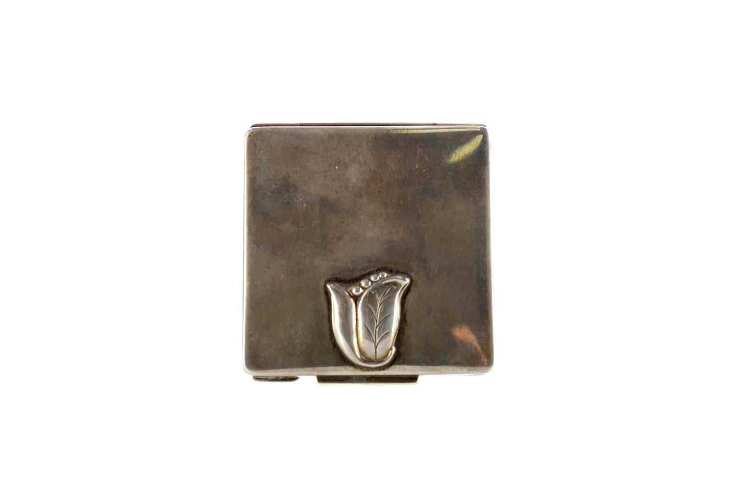 Lot 1701 - A STERLING SILVER SQUARE COMPACT BY GEORG JENSEN