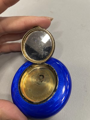 Lot 1720 - A GERMAN STERLING SILVER AND LAPIS ENAMEL DOUBLE COMPACT/ PILL BOX