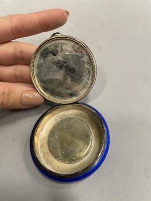 Lot 1720 - A GERMAN STERLING SILVER AND LAPIS ENAMEL DOUBLE COMPACT/ PILL BOX
