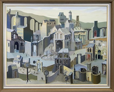Lot 283 - WINTER, 1983, GLASGOW, AN OIL BY EDWARD CHISNALL