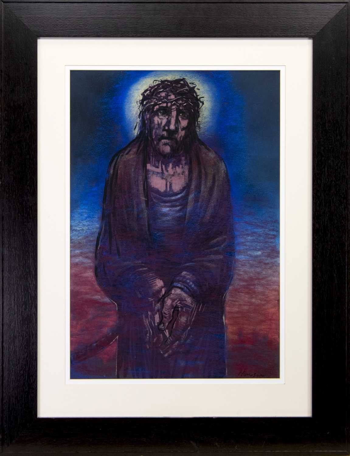 Lot 233 - STUDY OF CHRIST - THE WAY TO CALVARY, A PASTEL BY PETER HOWSON