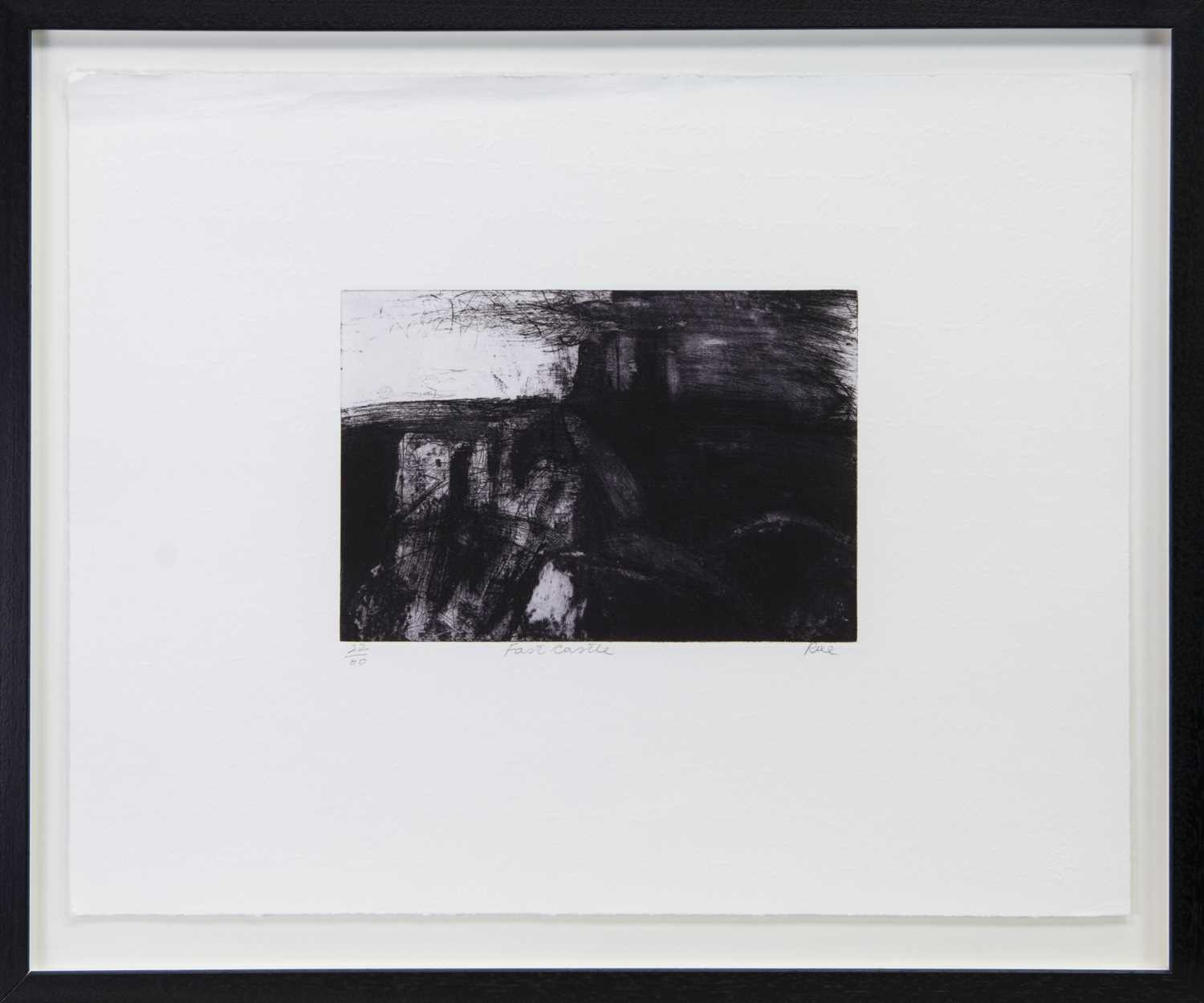 Lot 257 - FAST CASTLE, AN ETCHING BY BARBARA RAE