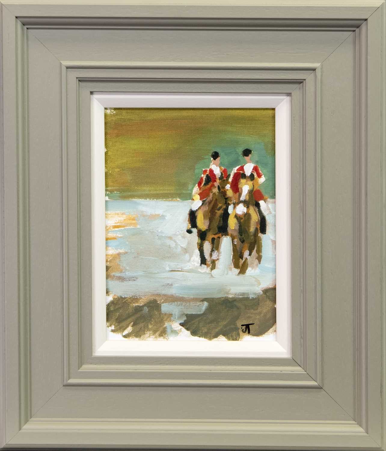 Lot 262 - THE HUNT, AN OIL BY JANE THOMPSON