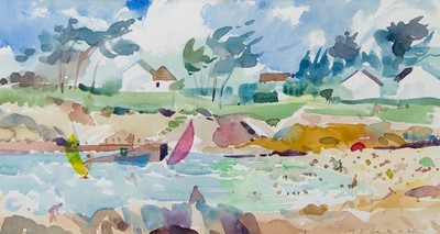 Lot 269 - KERFANY-LES-PINS, BRITTANY, A WATERCOLOUR BY TOM SHANKS