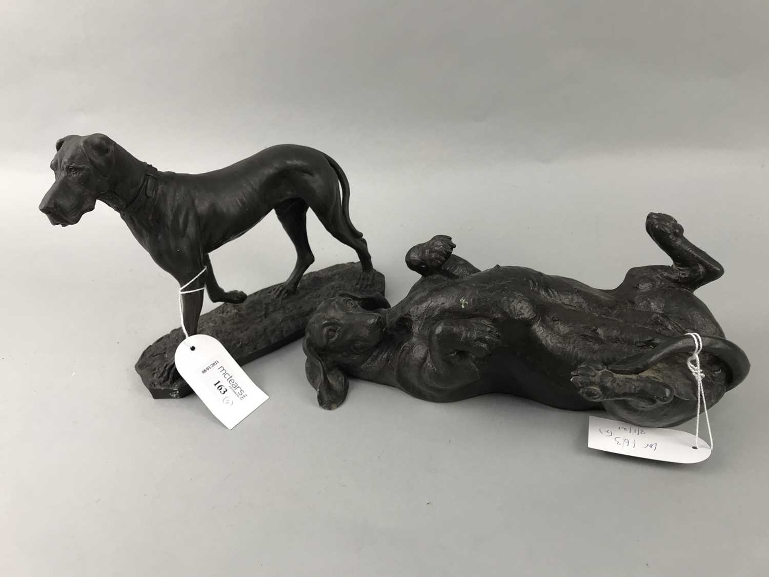 Lot 163 - A LOT OF TWO BRONZED RESIN FIGURES OF DOGS