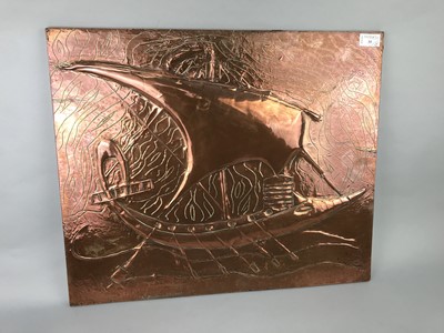 Lot 35 - A LOT OF TWO COPPER PANELS IN THE MANNER OF JOHN PEARSON AND A PLAQUE