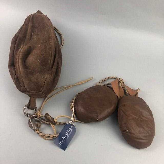 Lot 207 - A VINTAGE WALL HANGING BOXING BAG AND A PAIR OF BOXING MITTS