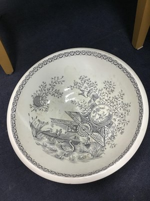 Lot 265 - A VICTORIAN WASH BASIN AND EWER, THREE OTHER BASINS AND THREE OTHER EWERS