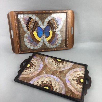 Lot 266 - A LOT OF TWO LEPIDOPTRAY SERVING TRAYS