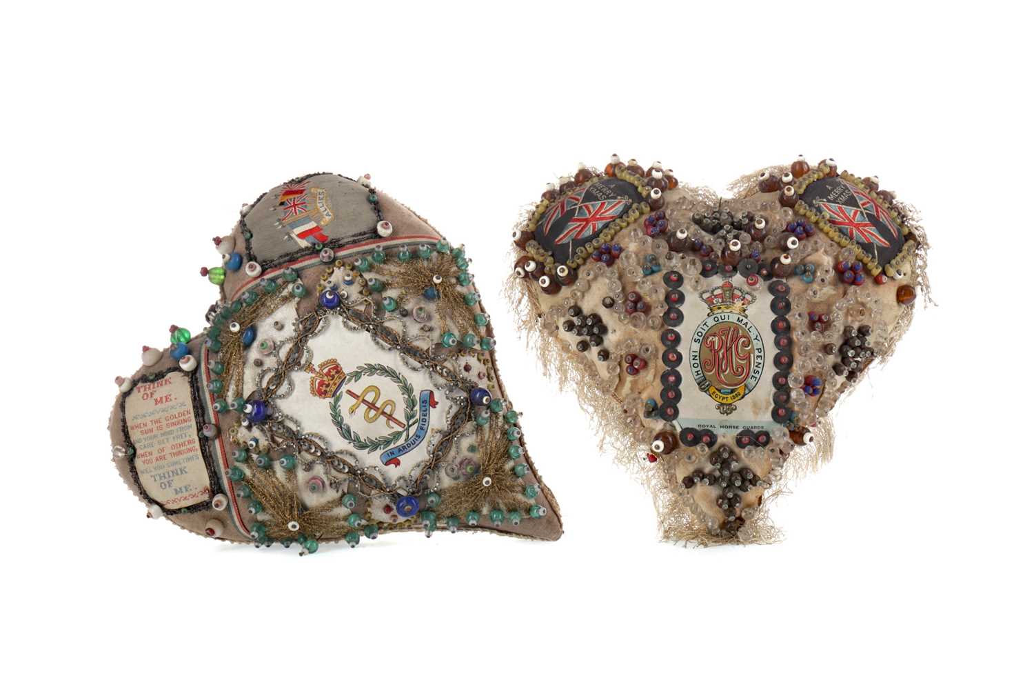 Lot 1301 - A LOT OF TWO WWI PERIOD SWEETHEART PIN CUSHIONS