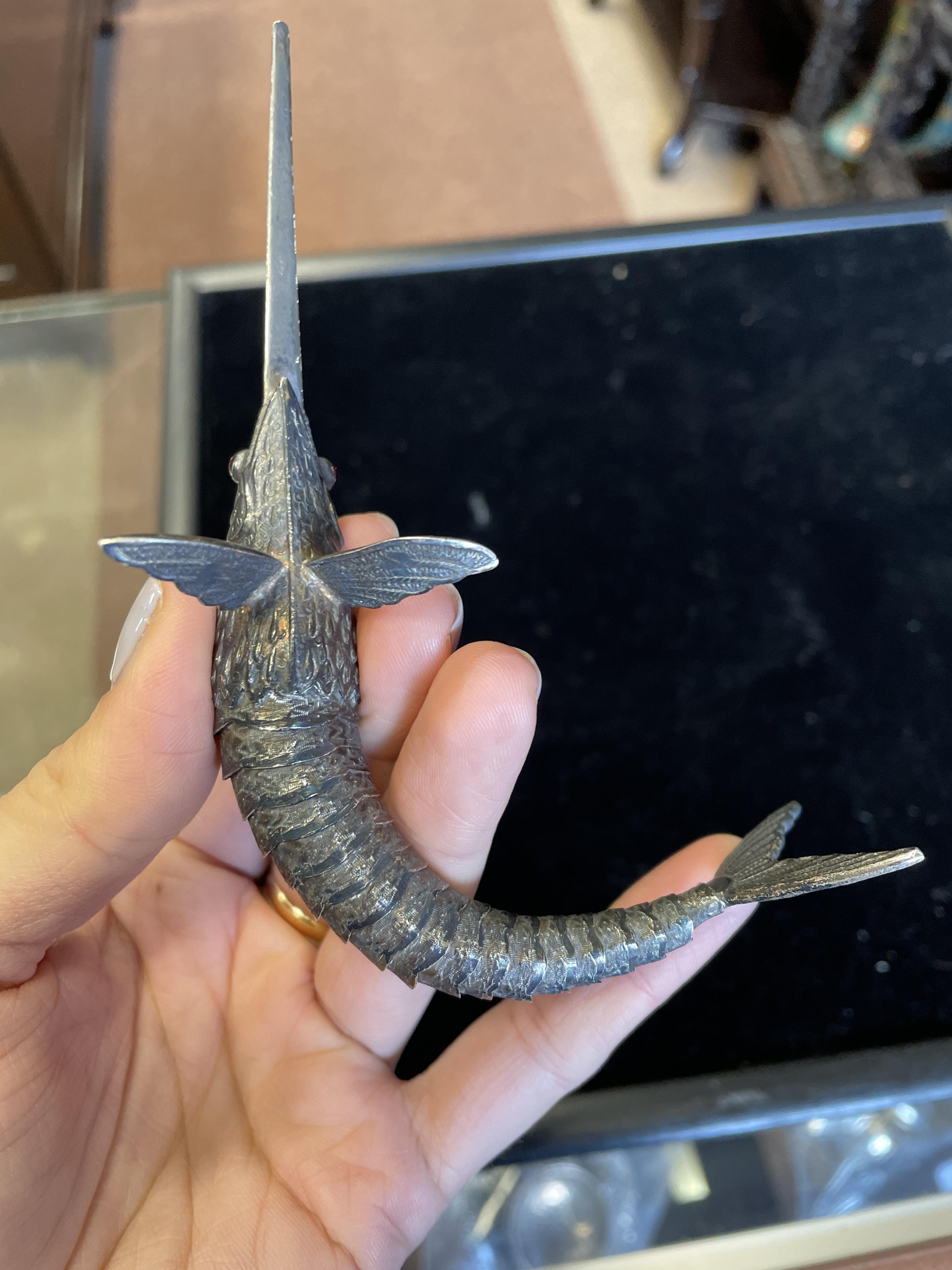 Lot 402 A WHITE METAL ARTICULATED SWORDFISH
