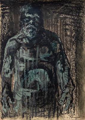 Lot 507 - AN UNTITLED AND UNFRAMED PASTEL BY PETER HOWSON