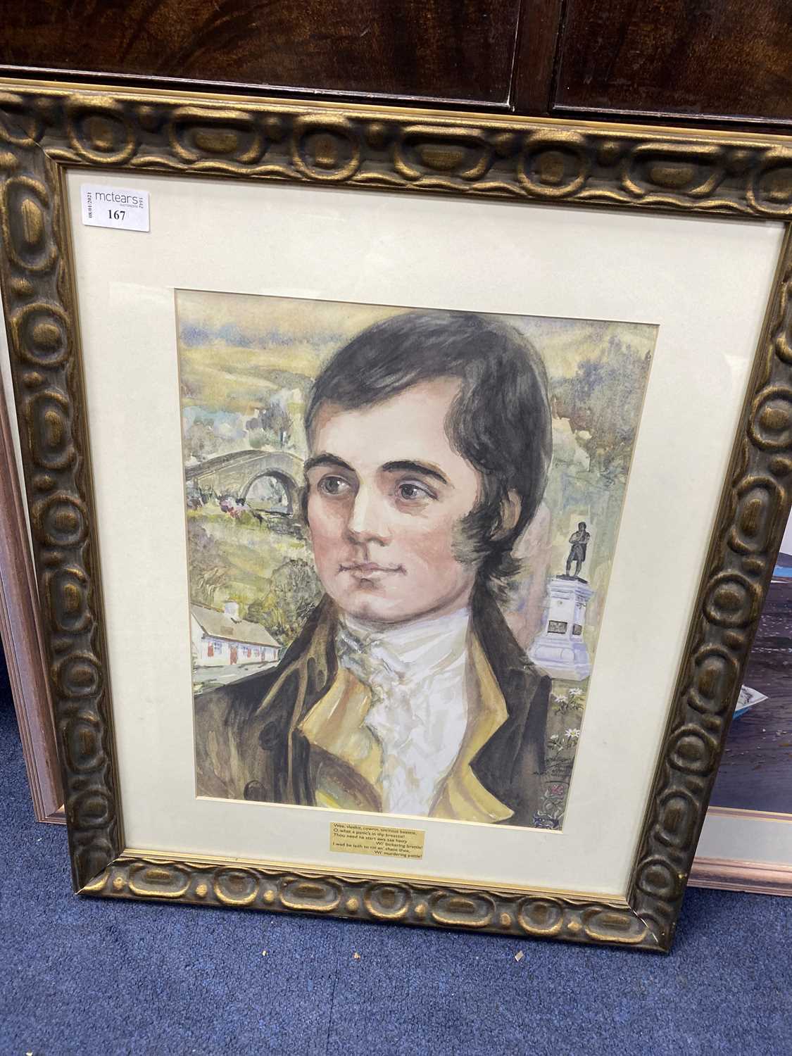 Lot 167 - A PASTEL BY JOHN CLIFFORD AND A PRINT OF ROBERT BURNS