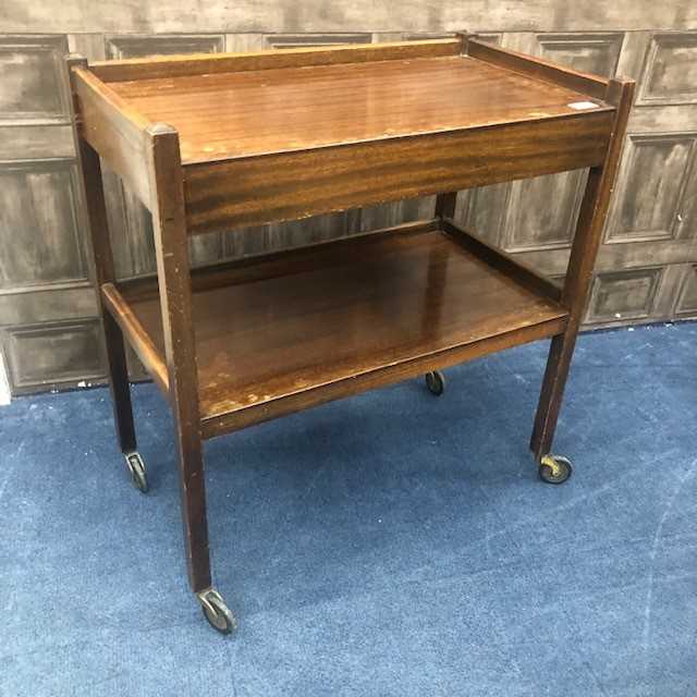 Lot 185 - A MAHOGANY TWO TIER TROLLEY AND A MODERN COFFEE TABLE