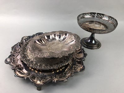 Lot 310 - A TWIN HANDLED SILVER PLATED TRAY AND OTHER SILVER PLATE