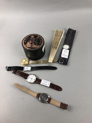 Lot 353 - A VINTAGE FAN, PENNY ONE WATCH AND OTHER WRIST WATCHES