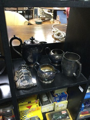 Lot 369 - A SILVER PLATED FOUR PIECE TEA SERVICE AND OTHER SILVER PLATED ITEMS