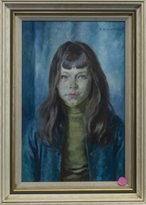 Lot 434 - BLUE PORTRAITS, THREEE OILS BY R G CAMPBELL