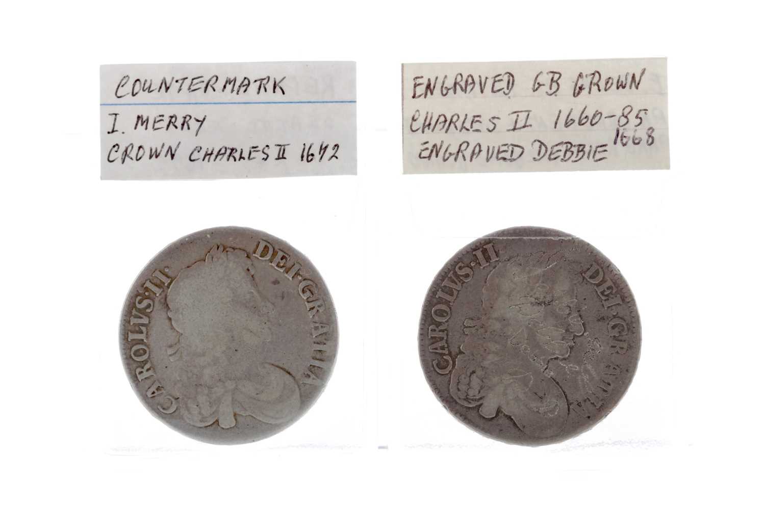 Lot 34 - A CHARLES II COUNTERMARKED CROWN AND ANOTHER