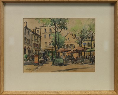 Lot 435 - AFTERNOON IN THE CITY, A WATERCOLOUR AND A MIXED MEDIA BY THERESA FLYNN