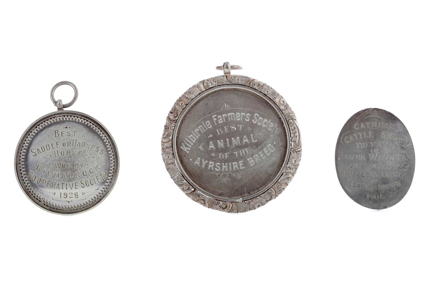 Lot 1125 - A LOT OF THREE EARLY 20TH CENTURY AYRSHIRE LIVESTOCK MEDALS