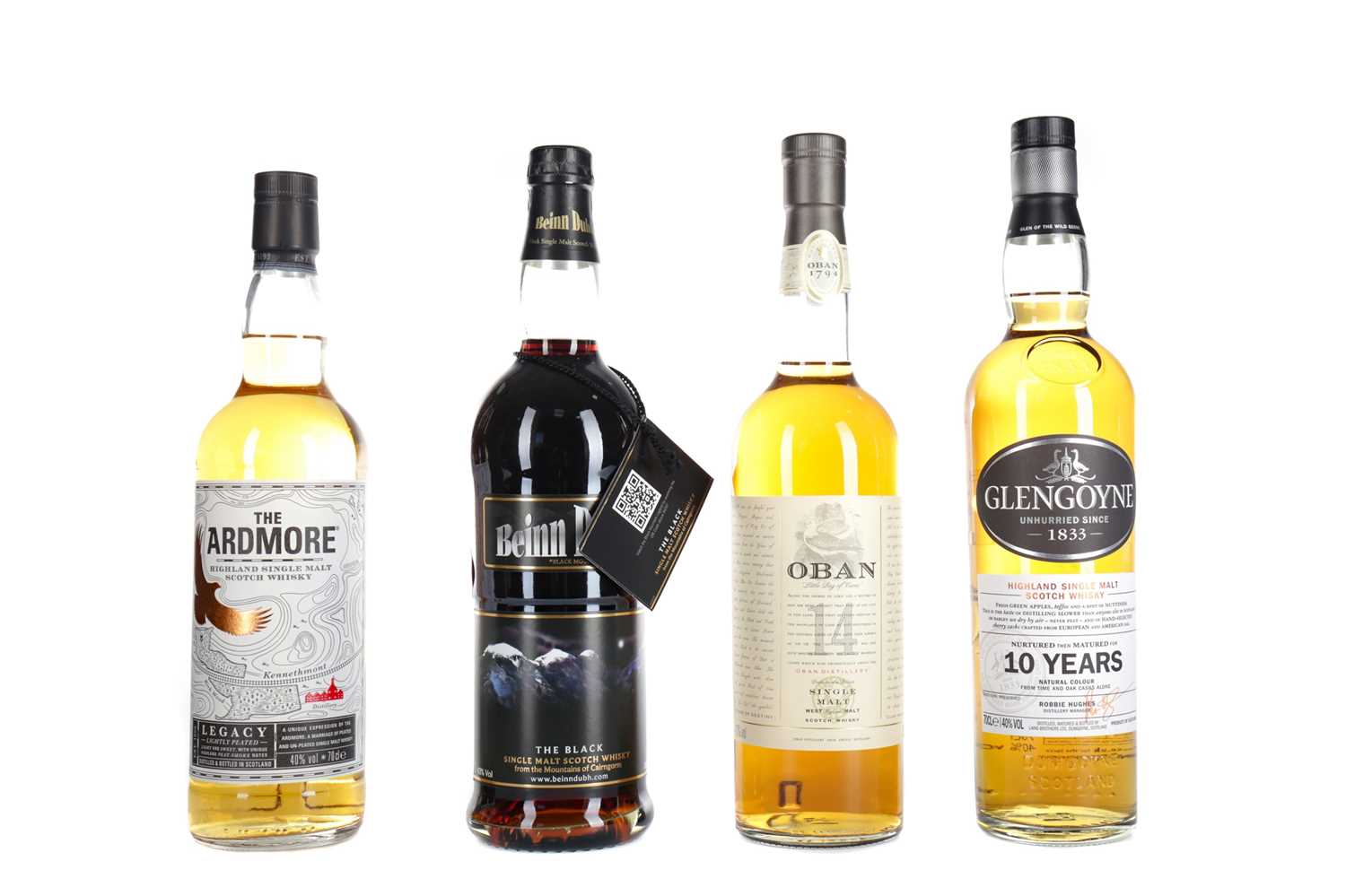 Lot 237 - OBAN AGED 14 YEARS, GLENGOYNE AGED 10 YEARS, ARDMORE TRADITIONAL AND BEINN DUDH