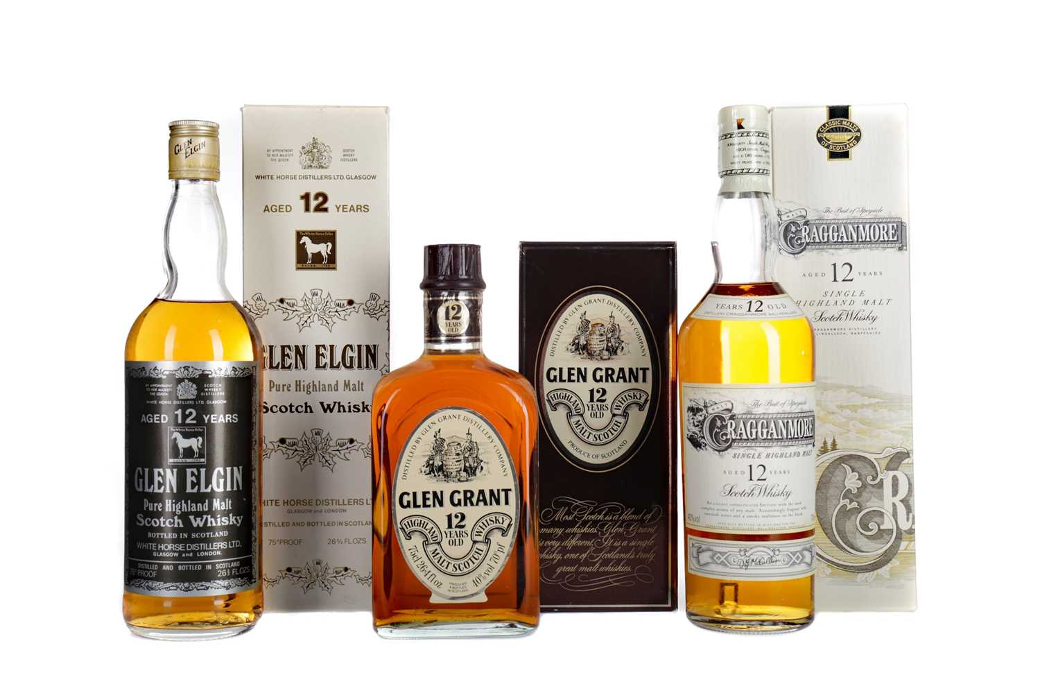 Lot 241 - GLEN GRANT 12 YEARS OLD, GLEN ELGIN AGED 12 YEARS AND CRAGGANMORE 12 YEARS OLD
