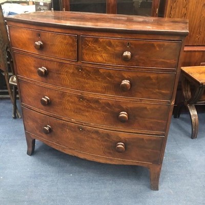 Lot 415 - A GEORGE IV MAHOGANY BOW FRONTED CHEST OF DRAWERS