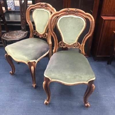 Lot 413 - A PAIR OF VICTORIAN DRAWING ROOM CHAIRS