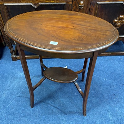 Lot 422 - AN EDWARDIAN INLAID MAHOGANY OVAL OCCASIONAL TABLE